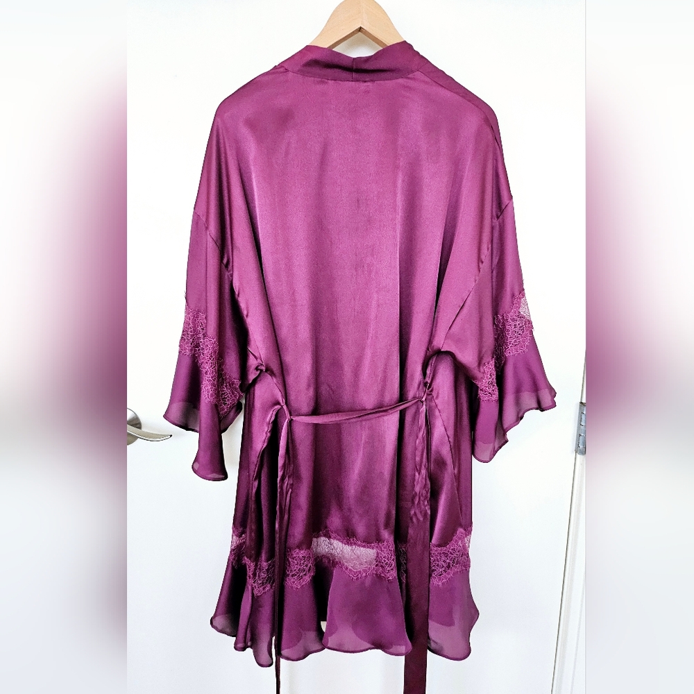 Victoria's Secret Plum Satin Tie-Front Robe - Picture 3 of 10